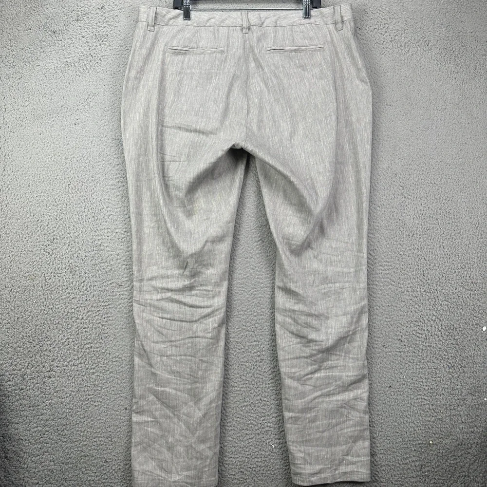 Fairlane Mens 40X32 Straight Dress Pants Gray Linen Blend Flat Front Pocket EUC